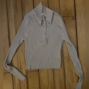 cream fitted collared shirt